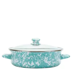 Wholesale 😀 Golden Rabbit Enamelware 5 Qt. Porcelain-Coated Steel Saute Pan In Sea Glass With Glass Lid 😉