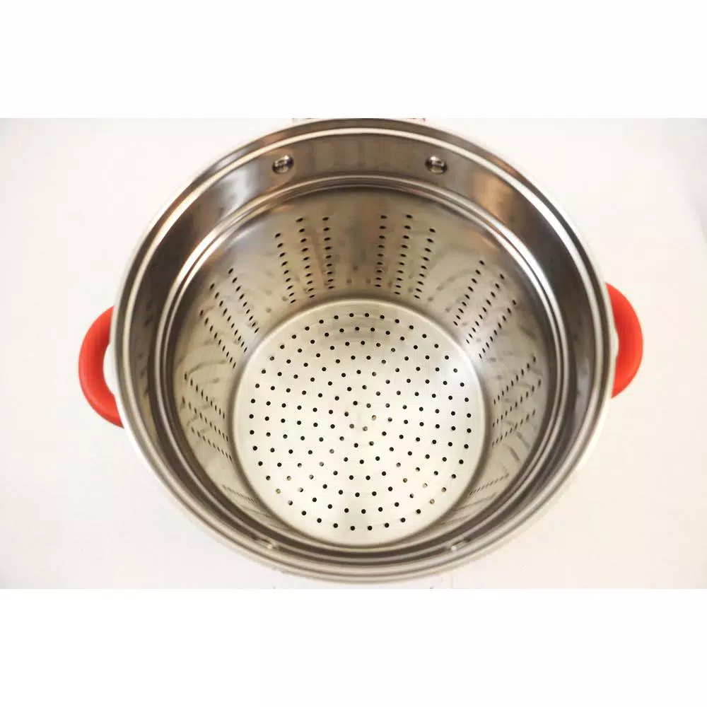 Discount 🥰 ExcelSteel 12 Qt. Stainless Steel Multi-Cooker Pasta Pot With Lid And Red Silicone Handles ⌛ 3 Discount 🥰 ExcelSteel 12 Qt. Stainless Steel Multi-Cooker Pasta Pot With Lid And Red Silicone Handles ⌛ - Image 3