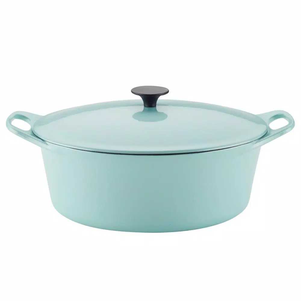 Brand new π₯ Rachael Ray Create Delicious 6.5 Qt. Round Cast Iron Dutch Oven In Light Blue Shimmer With Lid βοΈ 1 Brand new π₯ Rachael Ray Create Delicious 6.5 Qt. Round Cast Iron Dutch Oven In Light Blue Shimmer With Lid βοΈ
