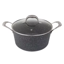 Coupon 🎉 MasterPan Granite Ultra 5 Qt. Cast Aluminum Nonstick Stock Pot In Black With Glass Lid 🎉