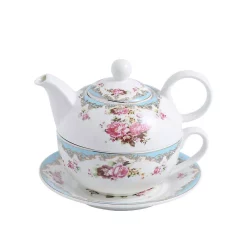 Best Pirce 👏 MALACASA Porcelain Tea Pot Set For One 11 Ounce Teapot 1 Piece Teacup And Saucer Set 🎉