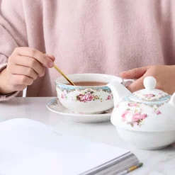 Best Pirce 👏 MALACASA Porcelain Tea Pot Set For One 11 Ounce Teapot 1 Piece Teacup And Saucer Set 🎉 -Cheap Cookware Shop unnamed file 2317