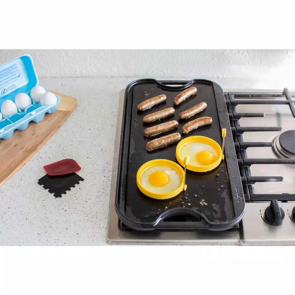 Discount 🎉 Lodge 5-Piece Black Cast Iron Reversible Stovetop Griddle Set With Egg Rings 👏 3 Discount 🎉 Lodge 5-Piece Black Cast Iron Reversible Stovetop Griddle Set With Egg Rings 👏 - Image 3