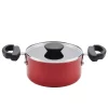 Outlet 🧨 Farberware Neat Nest Space Saving 1.5 Qt. Aluminum Nonstick Sauce Pot In Red With Glass Lid 👍