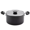 Outlet 💯 Farberware Neat Nest Space Saving 6 Qt. Aluminum Nonstick Sauce Pot In Black With Glass Lid 😉