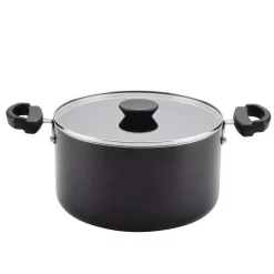 Outlet 💯 Farberware Neat Nest Space Saving 6 Qt. Aluminum Nonstick Sauce Pot In Black With Glass Lid 😉