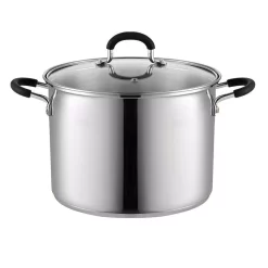 Brand new 🛒 Cook N Home 8 Qt. Stainless Steel Stock Pot In Black And Stainless Steel With Glass Lid 👍