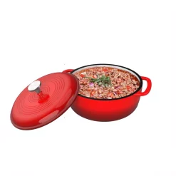 Outlet 🎉 Classic Cuisine 3 Qt. Round Cast Iron Nonstick Casserole Dish In Red With Lid 🥰 -Cheap Cookware Shop unnamed file 2489