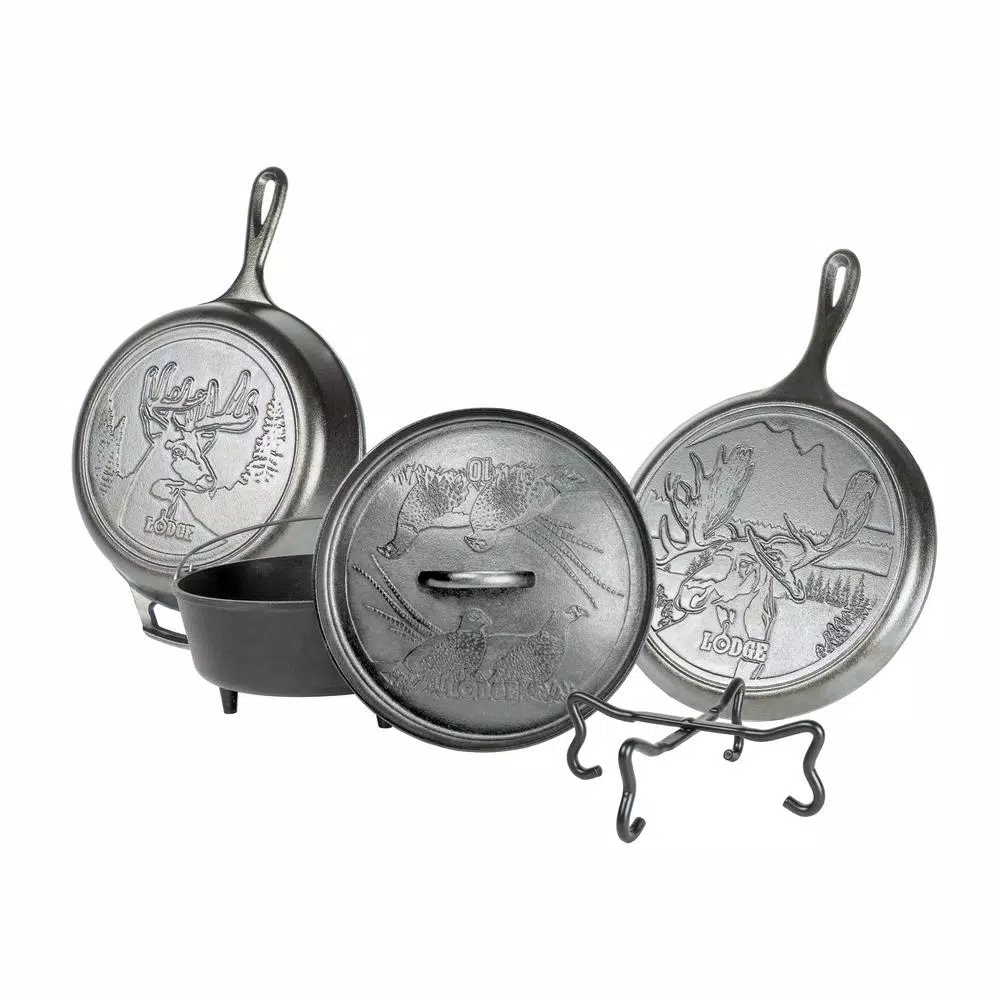 Outlet ✨ Lodge Wildlife Series 5-Piece Cast Iron Cookware Set In Black ✨ 1 Outlet ✨ Lodge Wildlife Series 5-Piece Cast Iron Cookware Set In Black ✨
