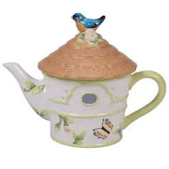 Best Sale 🔔 Certified International Spring Meadows 3.25-Cup Multi-Colored 3-D Bird House Teapot ✨