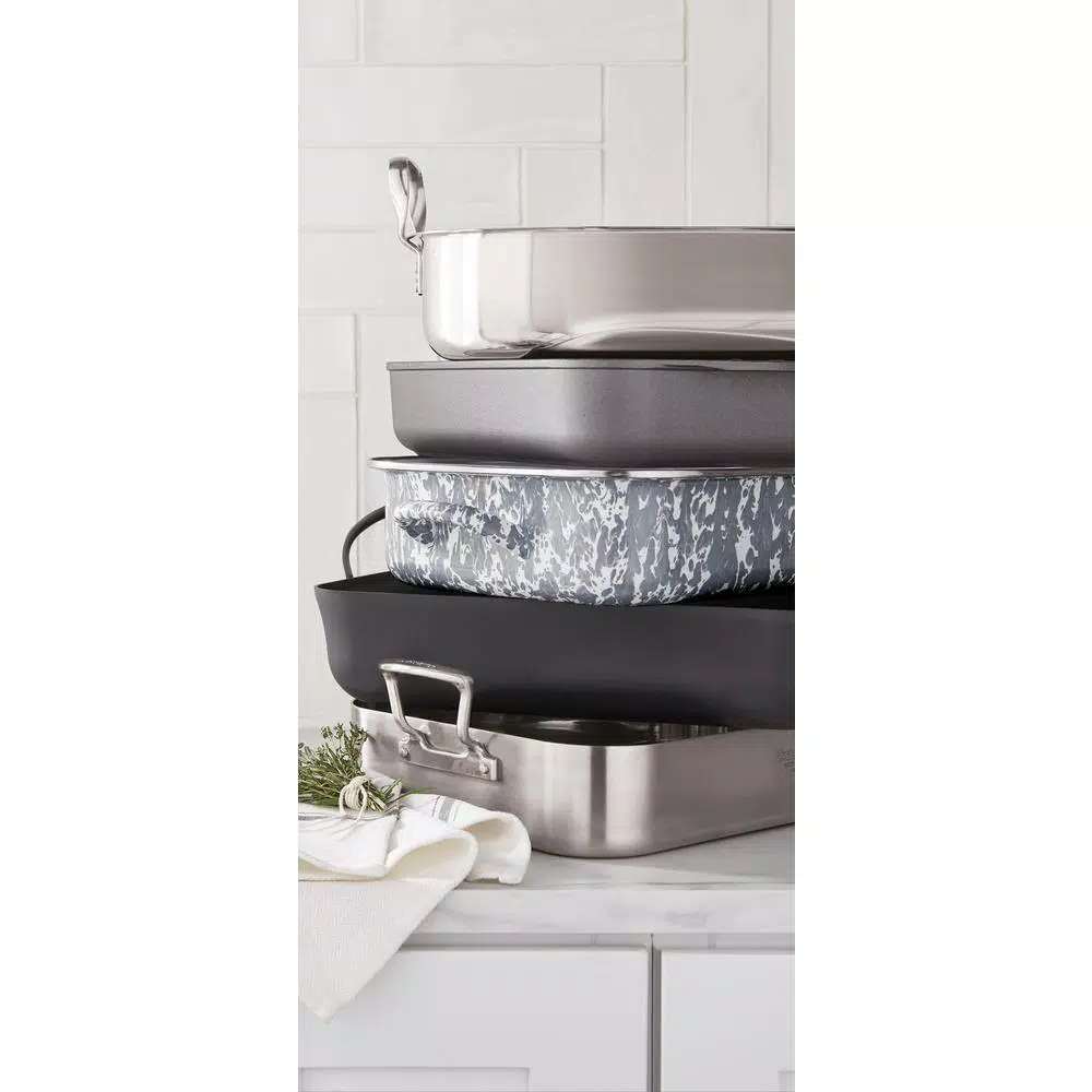 Outlet 🥰 Golden Rabbit Grey Swirl 10.5 Qt. Enamelware Roasting Pan With Lid 👍 2 Outlet 🥰 Golden Rabbit Grey Swirl 10.5 Qt. Enamelware Roasting Pan With Lid 👍 - Image 2