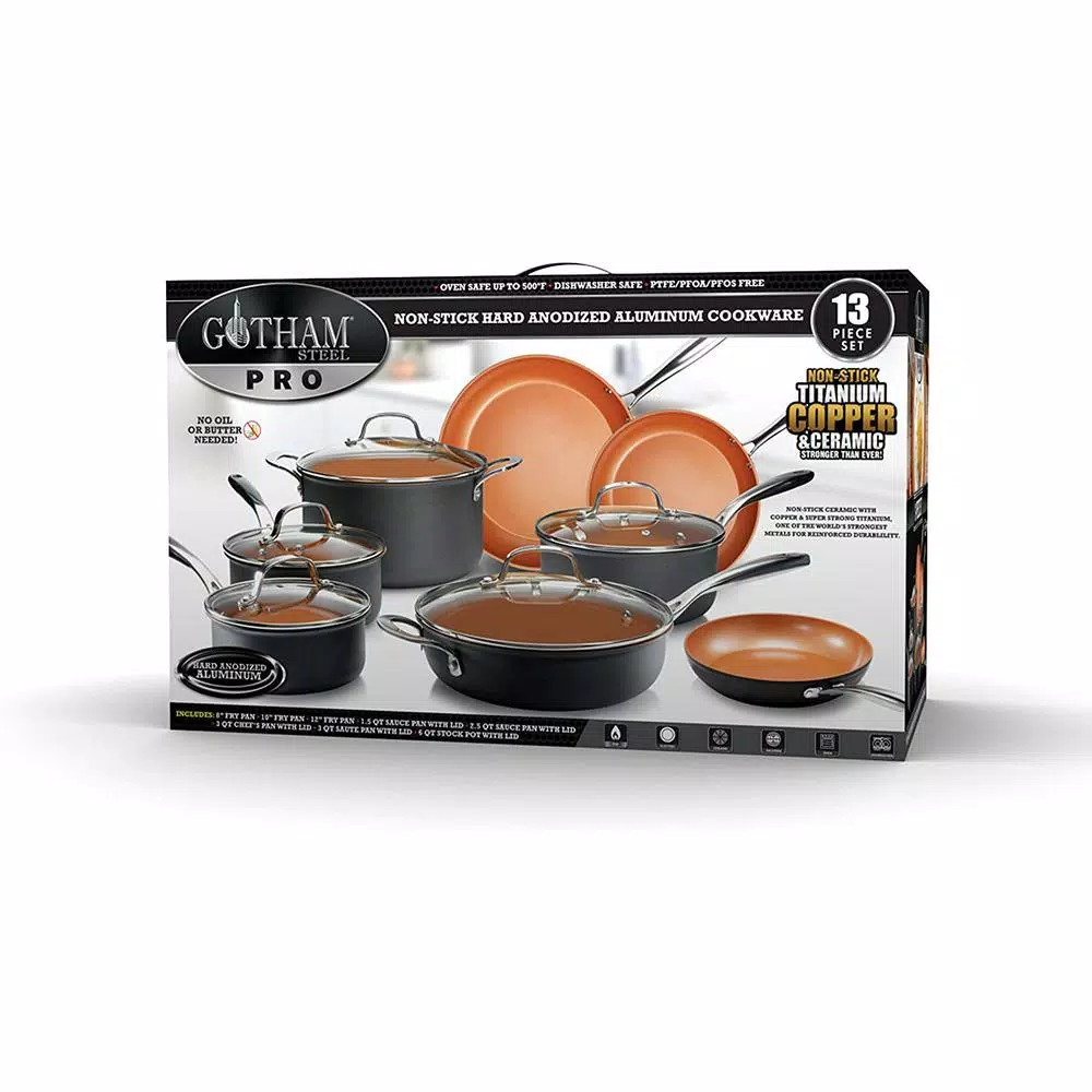 New 👍 Gotham Steel Pro 13-Piece Hard Anodized Aluminum Ti-Ceramic Nonstick Ultimate Cookware Set 👍 6 New 👍 Gotham Steel Pro 13-Piece Hard Anodized Aluminum Ti-Ceramic Nonstick Ultimate Cookware Set 👍 - Image 6