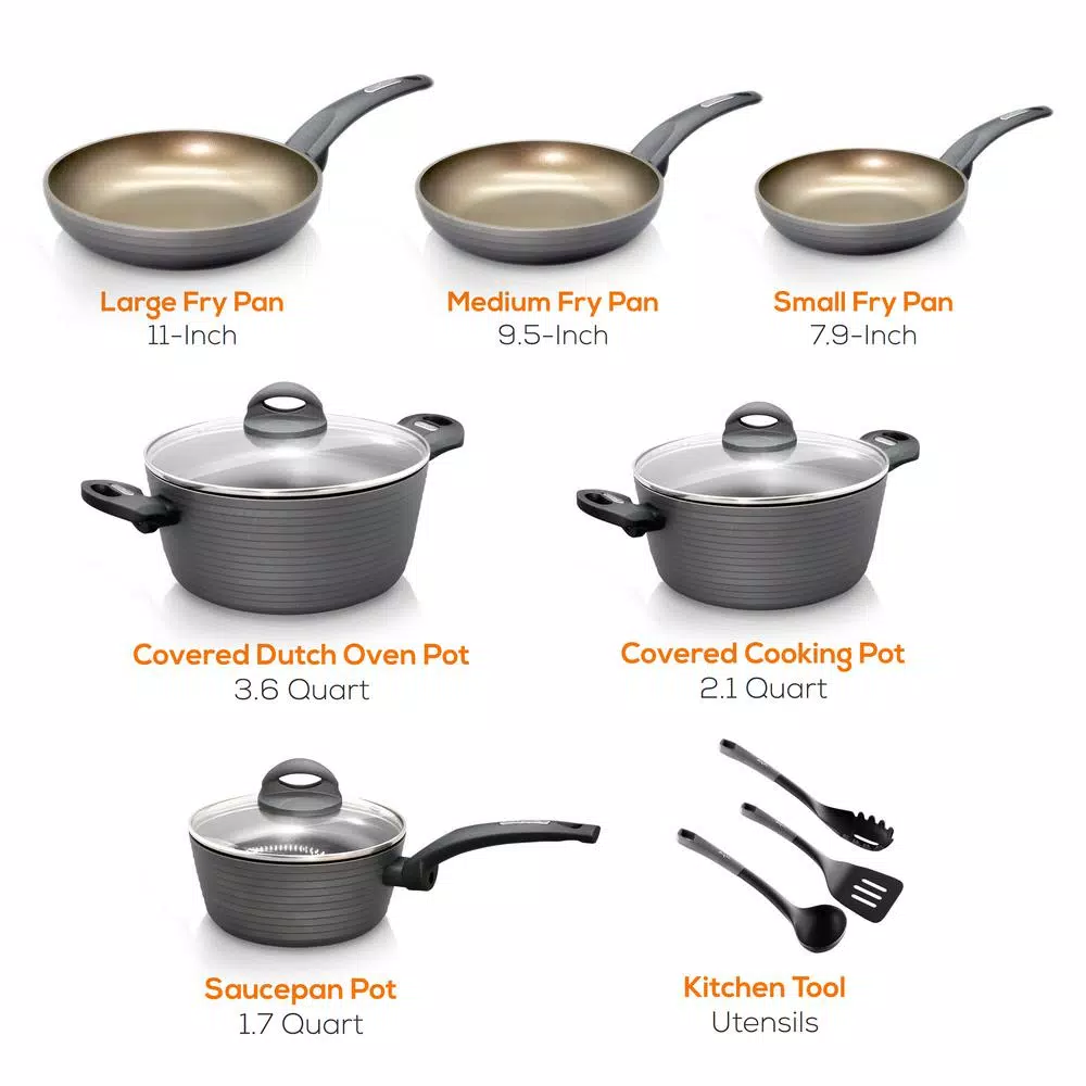Budget โ NutriChef Ridge-Line 12-Piece Aluminum Nonstick Cookware Set In Chrome ๐งจ 4 Budget โ NutriChef Ridge-Line 12-Piece Aluminum Nonstick Cookware Set In Chrome ๐งจ - Image 4
