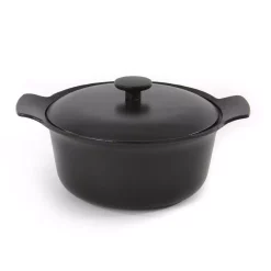 Deals ❤️ BergHOFF Ron 4.4 Qt. Cast Iron Stock Pot In Black With Lid ⭐