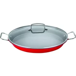 Hot Sale 🛒 Cuisinart 15 In. Stainless Steel Nonstick Grill Pan In Red With Glass Lid 💯