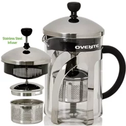 Best deal 😍 Ovente 3.3-Cup 27 Oz. Stainless Steel And Heat Tempered Borosilicate Tea Maker Retractable With Infuser 🛒