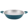 New 👏 Rachael Ray Create Delicious Aluminum Nonstick Wok, 14.25-Inch, Teal Shimmer ⭐