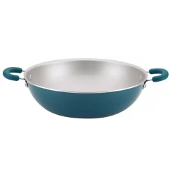 New 👏 Rachael Ray Create Delicious Aluminum Nonstick Wok, 14.25-Inch, Teal Shimmer ⭐