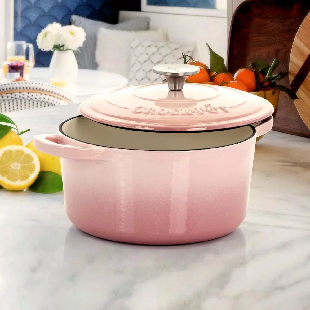 Hot Sale π Crock-Pot Artisan 3 Qt. Round Cast Iron Nonstick Dutch Oven In Blush Pink With Lid 𧨠3 Hot Sale π Crock-Pot Artisan 3 Qt. Round Cast Iron Nonstick Dutch Oven In Blush Pink With Lid 𧨠- Image 3