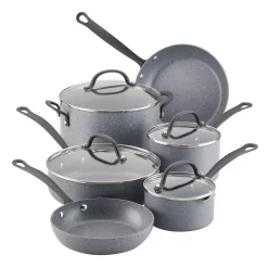Cheap 💯 Farberware Quartz 10-Piece Aluminum Nonstick Cookware Set In Gray Speckle ❤️