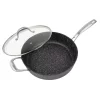 Flash Sale 🌟 MasterPan Granite Ultra 5 Qt. Cast Aluminum Nonstick Saute Pan In Black With Glass Lid 🌟