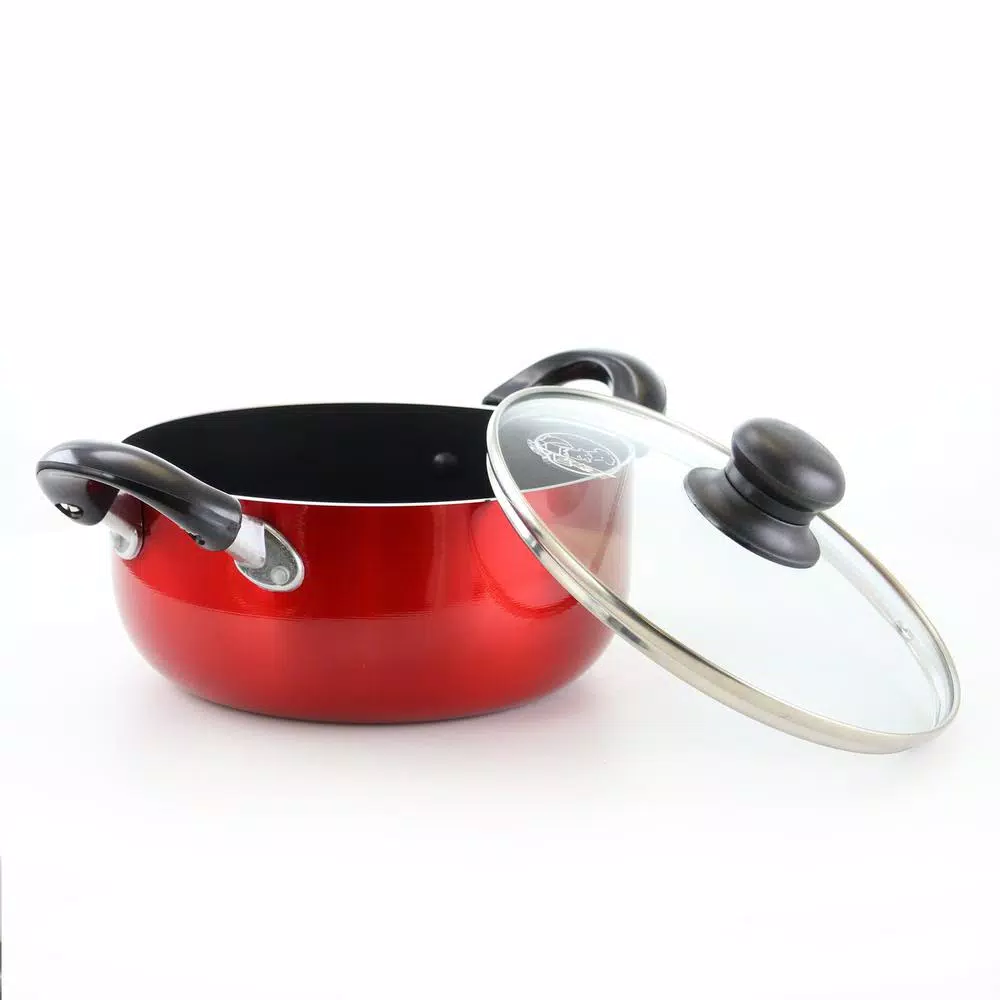 New π Better Chef 6 Qt. Round Aluminum Nonstick Dutch Oven In Red With Glass Lid π 4 New π Better Chef 6 Qt. Round Aluminum Nonstick Dutch Oven In Red With Glass Lid π - Image 4