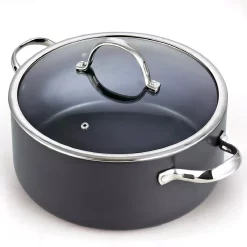 New 🧨 Cooks Standard 7 Qt. Round Hard-Anodized Aluminum Nonstick Casserole Dish In Black With Glass Lid 🛒