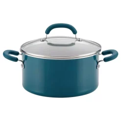 New 💯 Rachael Ray Create Delicious 6 Qt. Aluminum Nonstick Stock Pot In Red Shimmer With Glass Lid ⌛