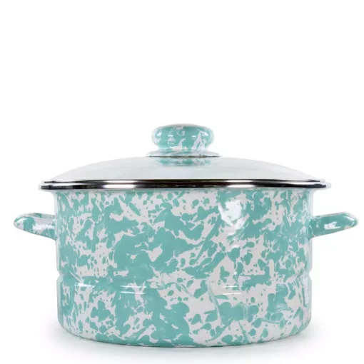 New 🛒 Golden Rabbit Enamelware 6 Qt. Porcelain-Coated Steel Stock Pot In Sea Glass With Glass Lid 😀 -Cheap Cookware Shop unnamed file 3156