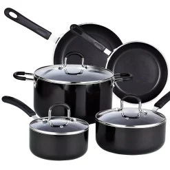 Discount 🤩 Cook N Home 8-Piece Aluminum Nonstick Cookware Set In Black ⭐