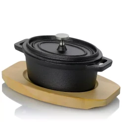 Coupon 🔔 Gibson Home Campton 0.35 Qt. Oval Cast Iron Casserole Dish In Black With Lid 🤩