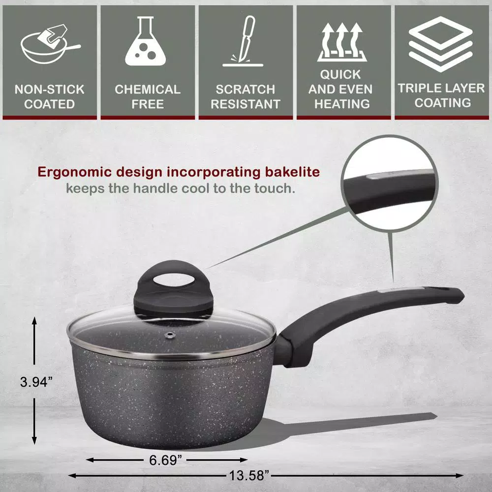 Best reviews of π AMERCOOK Lava Stone 1.5 Qt. Aluminum Nonstick Sauce Pot In Gray With Glass Lid π 2 Best reviews of π AMERCOOK Lava Stone 1.5 Qt. Aluminum Nonstick Sauce Pot In Gray With Glass Lid π - Image 2