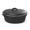 Hot Sale 😀 ExcelSteel 6 Qt. Round Cast Iron Dutch Oven In Black With Lid 😉
