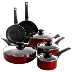 Best deal 😉 Oster Merrion 10-Piece Aluminum Nonstick Cookware Set In Red ✔️