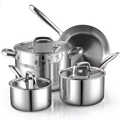 Cheapest ❤️ Cook N Home 7-Piece Tri-Ply Clad Stainless Steel Cookware Set 😍