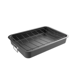 Outlet ❤️ Classic Cuisine Heavy Duty Nonstick Roasting Pan With Angled Rack ⭐