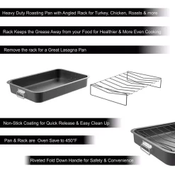 Outlet ❤️ Classic Cuisine Heavy Duty Nonstick Roasting Pan With Angled Rack ⭐ -Cheap Cookware Shop unnamed file 3377
