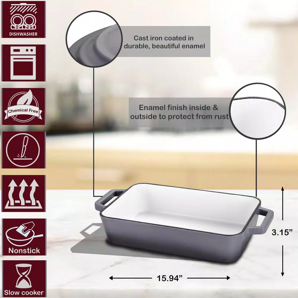 Hot Sale ๐งจ AMERCOOK LA PLURIEL 11.8 In. Cast Iron Roasting Pan In Gray ๐ 2 Hot Sale ๐งจ AMERCOOK LA PLURIEL 11.8 In. Cast Iron Roasting Pan In Gray ๐ - Image 2