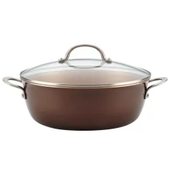 Hot Sale ⌛ Ayesha Curry Home Collection 7.5 Qt. Aluminum Nonstick Stock Pot In Brown Sugar With Glass Lid ✔️