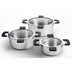 Best deal 🎉 Ozeri 6-Piece Stainless Steel Inductive Pot Set With Straining And Hands-Free Glass Lids 😉