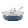 Best Pirce 🧨 Ayesha Curry Home Collection 3 Qt. Aluminum Nonstick Saute Pan In Twilight Teal With Glass Lid 🎁