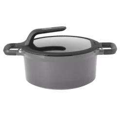 Brand new 💯 BergHOFF GEM Stay Cool 5 Qt. Cast Aluminum Nonstick Stock Pot In Gray With Glass Lid 🛒
