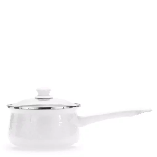 Deals 👍 Golden Rabbit Enamelware 1.25 Qt. Porcelain-Coated Steel Sauce Pan In Solid White With Glass Lid 💯 -Cheap Cookware Shop unnamed file 3498