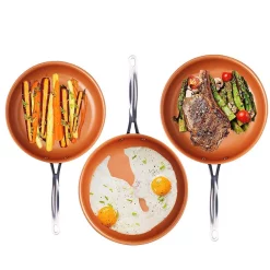 Flash Sale ❤️ Gotham Steel 3 Piece Non-Stick Ti-Ceramic Round Fry Pan Set 🧨