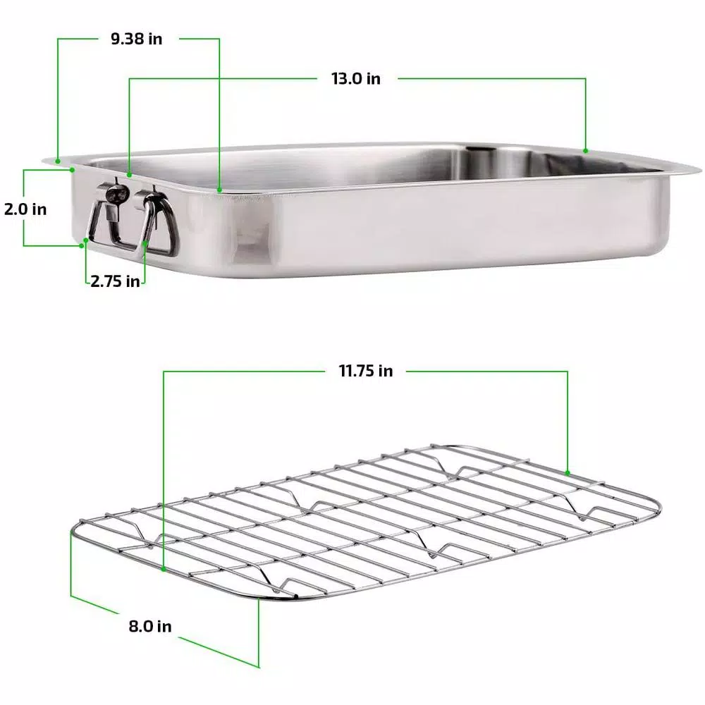 Deals ๐ Ovente 13 In. X 9.3 In. Dishwasher-Safe Stainless Steel Roasting Pan With Wire Rack And Handles ๐ 2 Deals ๐ Ovente 13 In. X 9.3 In. Dishwasher-Safe Stainless Steel Roasting Pan With Wire Rack And Handles ๐ - Image 2