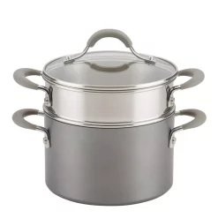 Best Sale 👍 Circulon 3 Qt. Oyster Gray Elementum Hard-Anodized Nonstick Covered Multipot With Steamer Insert 💯