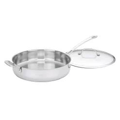 Hot Sale 🥰 Cuisinart Contour 5 Qt. Stainless Steel Saute Pan With Glass Lid ⭐