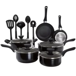 Budget 😀 Classic Cuisine Allumi-Shield 15-Piece Aluminum Nonstick Cookware Set In Black 🌟