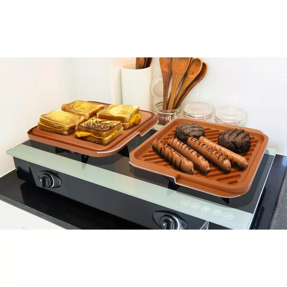 Outlet π Gotham Steel 12 In. X 11 In. Aluminum Ti-Ceramic Non-Stick Square Reversible Double Grill π 2 Outlet π Gotham Steel 12 In. X 11 In. Aluminum Ti-Ceramic Non-Stick Square Reversible Double Grill π - Image 2