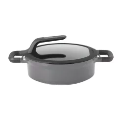 New 🌟 BergHOFF GEM Stay Cool 3.5 Qt. Cast Aluminum Nonstick Saute Pan In Gray With Glass Lid And Dual Handles 💯